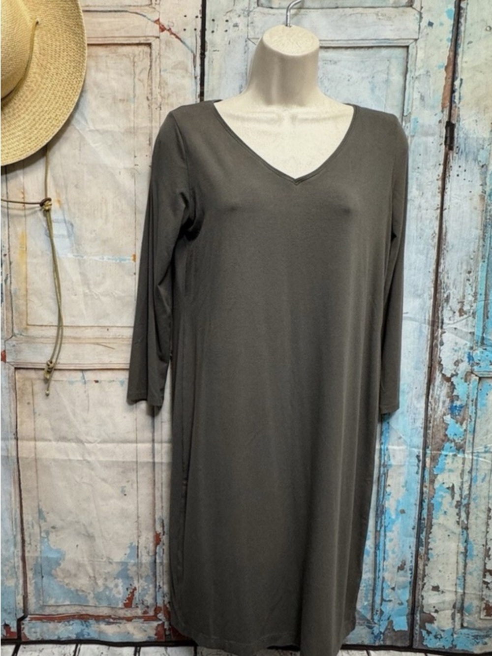 Eileen FisherV-Neck Olive Green  Dress